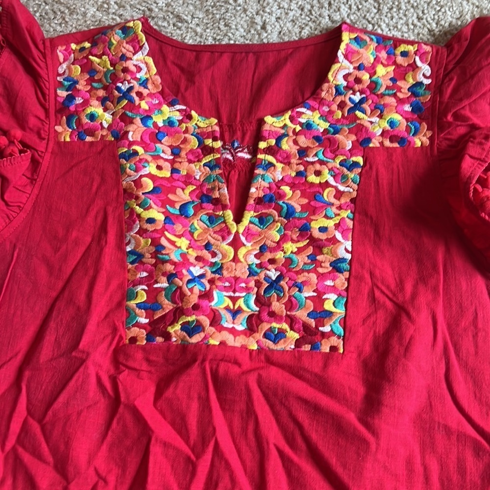 Red Pom Pom Cover up dress size XL - Picture 2 of 4
